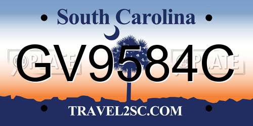 GV9584C South Carolina License Plate