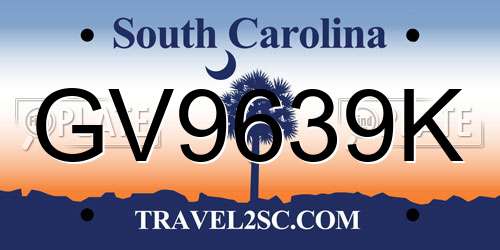 GV9639K South Carolina License Plate