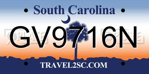 GV9716N South Carolina License Plate