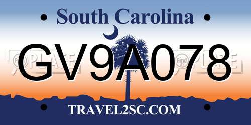 GV9A078 South Carolina License Plate