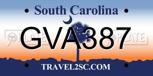GVA387 South Carolina License Plate