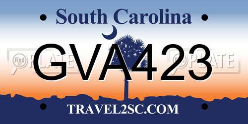GVA423 South Carolina License Plate