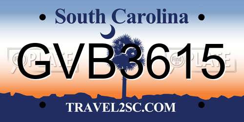 GVB3615 South Carolina License Plate