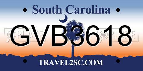 GVB3618 South Carolina License Plate