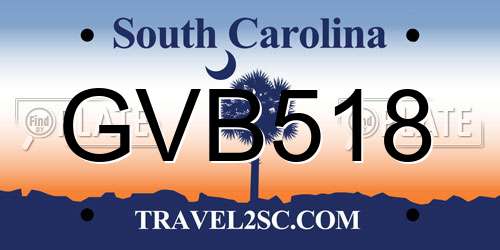 GVB518 South Carolina License Plate