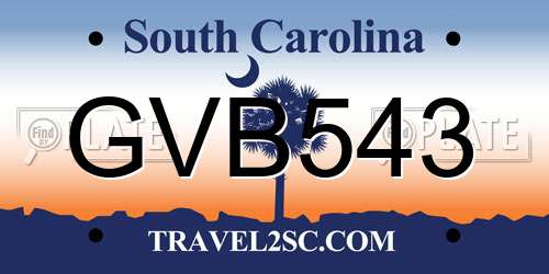 GVB543 South Carolina License Plate
