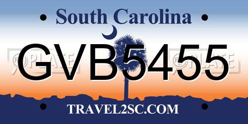 GVB5455 South Carolina License Plate