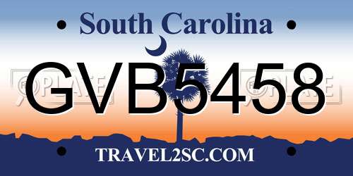 GVB5458 South Carolina License Plate