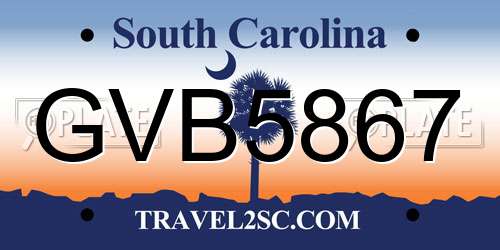 GVB5867 South Carolina License Plate
