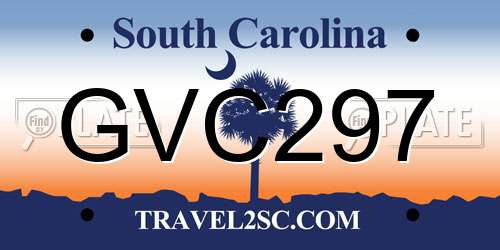 GVC297 South Carolina License Plate