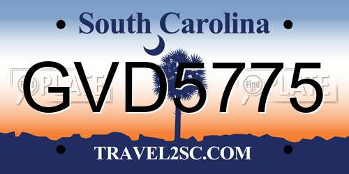 GVD5775 South Carolina License Plate