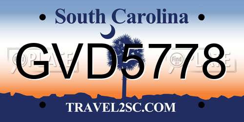 GVD5778 South Carolina License Plate