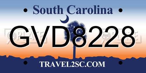 GVD8228 South Carolina License Plate