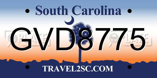 GVD8775 South Carolina License Plate