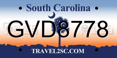 GVD8778 South Carolina License Plate