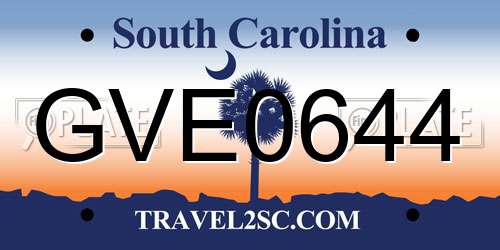 GVE0644 South Carolina License Plate