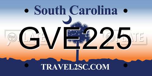 GVE225 South Carolina License Plate