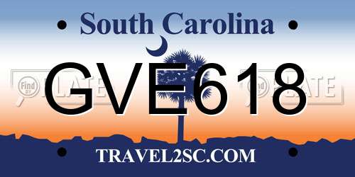 GVE618 South Carolina License Plate