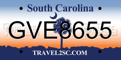 GVE8655 South Carolina License Plate