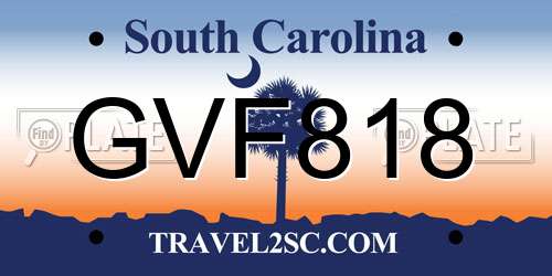 GVF818 South Carolina License Plate