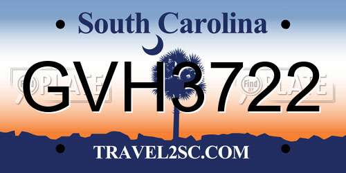 GVH3722 South Carolina License Plate