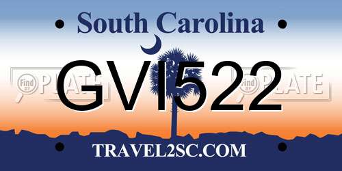 GVI522 South Carolina License Plate