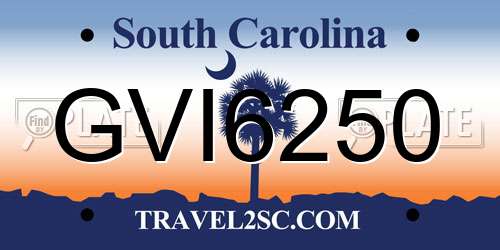 GVI6250 South Carolina License Plate