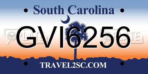 GVI6256 South Carolina License Plate