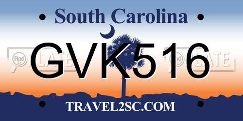 GVK516 South Carolina License Plate