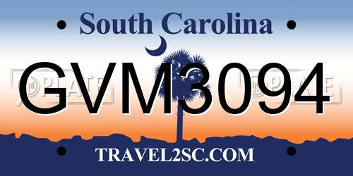 GVM3094 South Carolina License Plate