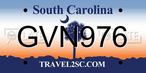 GVN976 South Carolina License Plate