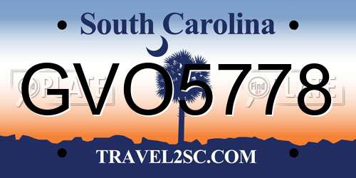 GVO5778 South Carolina License Plate