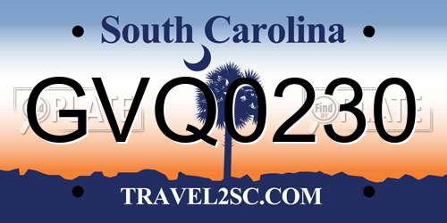GVQ0230 South Carolina License Plate