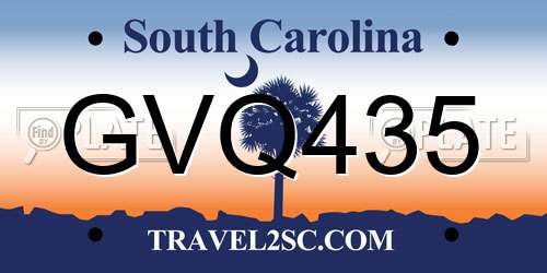GVQ435 South Carolina License Plate