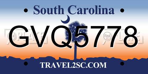 GVQ5778 South Carolina License Plate
