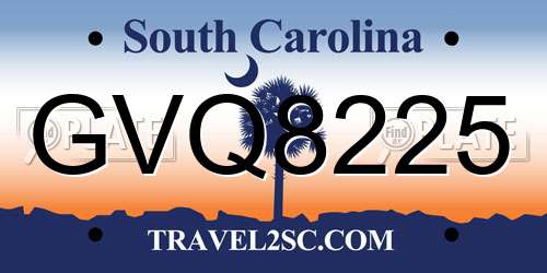 GVQ8225 South Carolina License Plate