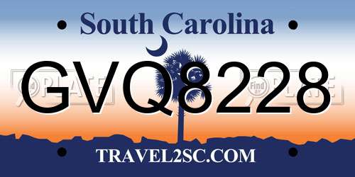 GVQ8228 South Carolina License Plate