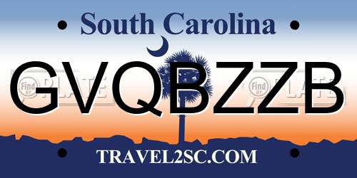 GVQBZZB South Carolina License Plate