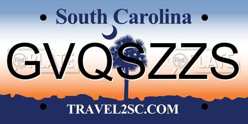 GVQSZZS South Carolina License Plate