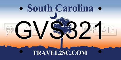 GVS321 South Carolina License Plate