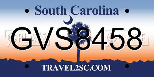 GVS8458 South Carolina License Plate