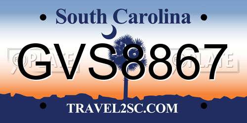 GVS8867 South Carolina License Plate