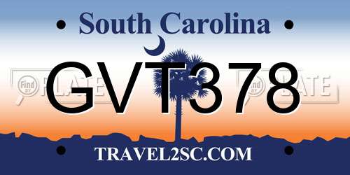 GVT378 South Carolina License Plate