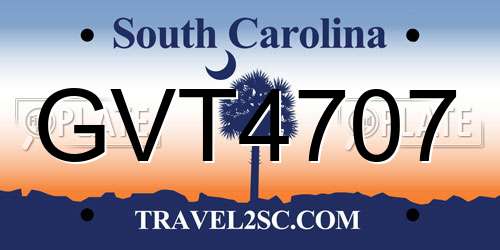 GVT4707 South Carolina License Plate