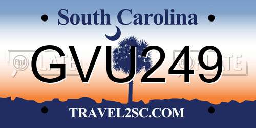 GVU249 South Carolina License Plate