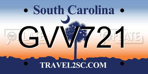 GVV721 South Carolina License Plate