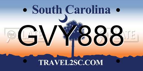 GVY888 South Carolina License Plate