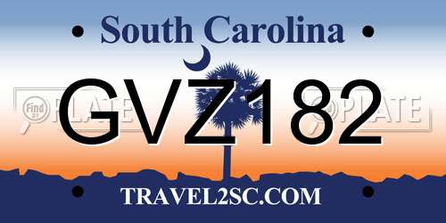 GVZ182 South Carolina License Plate