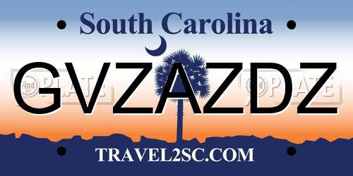GVZAZDZ South Carolina License Plate
