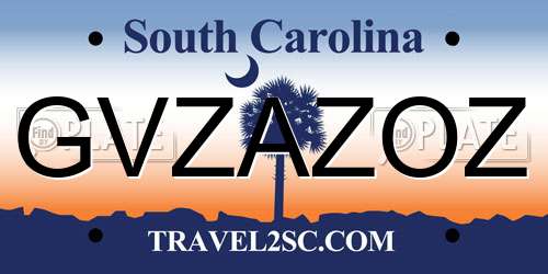 GVZAZOZ South Carolina License Plate